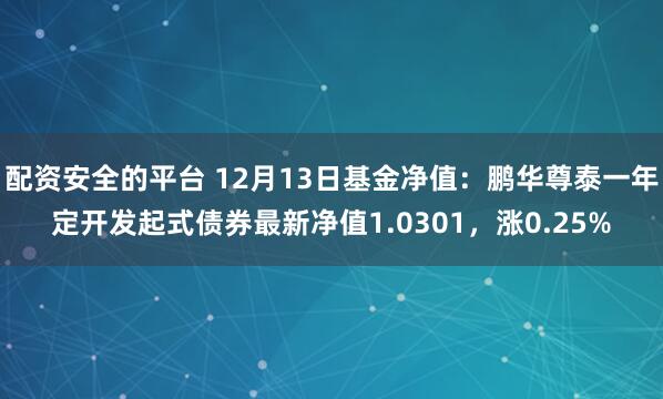 配资安全的平台 12月13日基金净值：鹏华尊泰一年定开发起式债券最新净值1.0301，涨0.25%