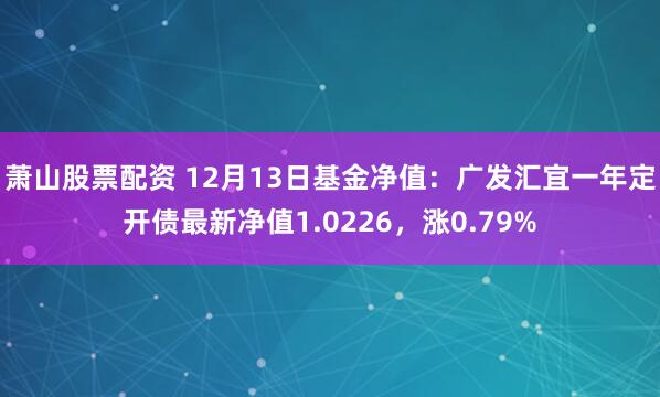 萧山股票配资 12月13日基金净值：广发汇宜一年定开债最新净值1.0226，涨0.79%