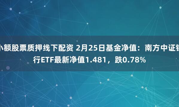 小额股票质押线下配资 2月25日基金净值：南方中证银行ETF最新净值1.481，跌0.78%