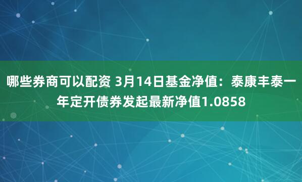 哪些券商可以配资 3月14日基金净值：泰康丰泰一年定开债券发起最新净值1.0858